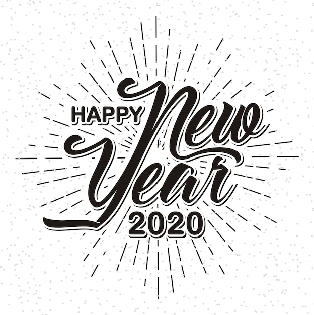 Premium Vector | Happy new year 2020 on sunburst background