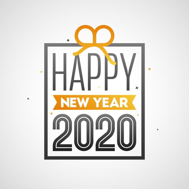 Download Free Happy New Year 2020 Text In Gift Box Shape On White Background Use our free logo maker to create a logo and build your brand. Put your logo on business cards, promotional products, or your website for brand visibility.