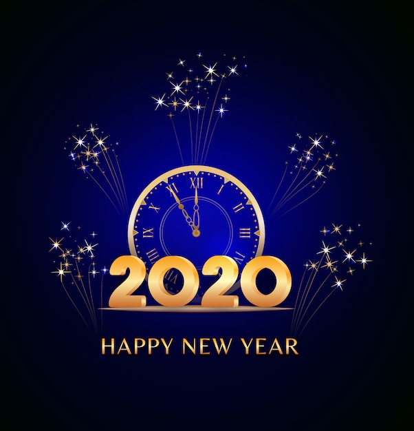 Premium Vector | Happy new year 2020 text with golden numbers and ...