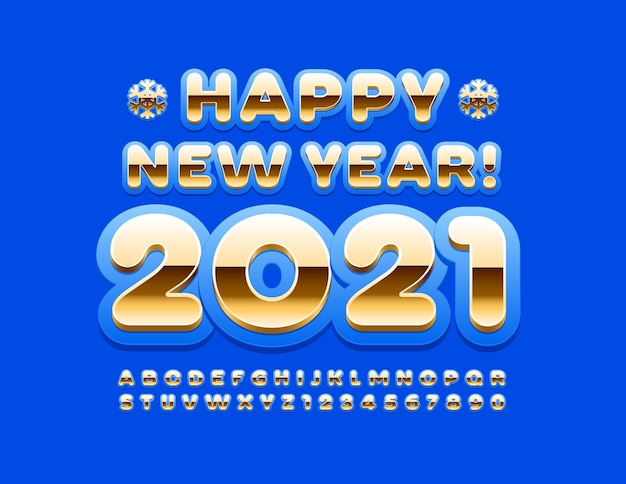 Premium Vector | Happy new year 2021. blue and gold font. modern ...