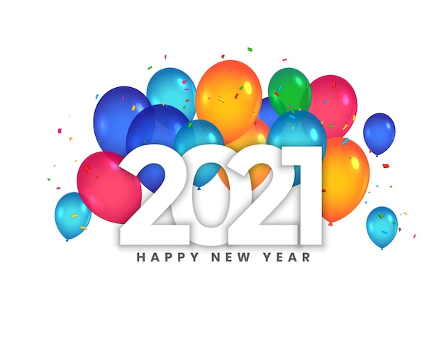 Free Vector Happy New Year 21 Greeting Card With Balloons Celebration