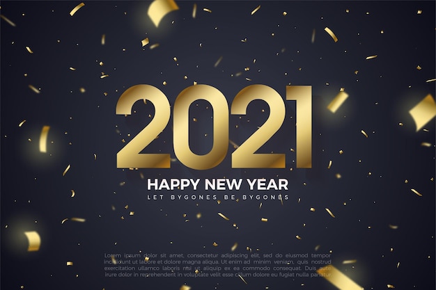 Premium Vector | Happy new year background with golden figure ...