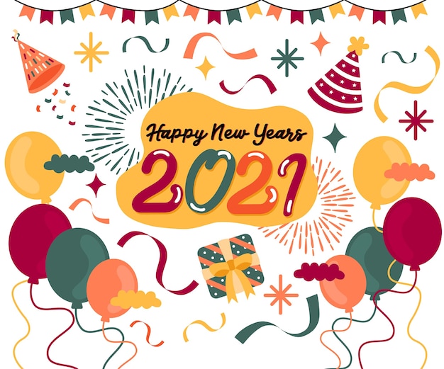 Premium Vector | Happy new year banner 2021 party design celebration