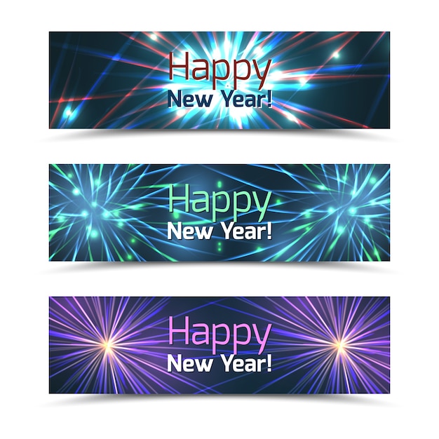 Free Vector | Happy new year banners set with fireworks. celebration ...