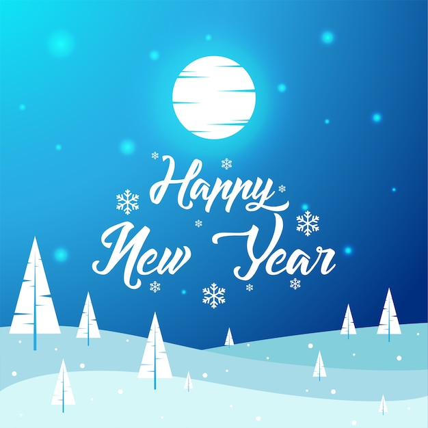 Premium Vector | Happy new year - beautiful winter landscape