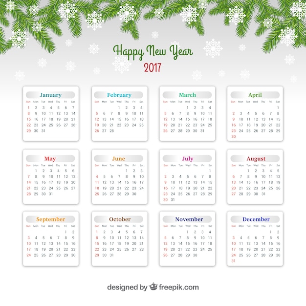 Free Vector Happy new year calendar