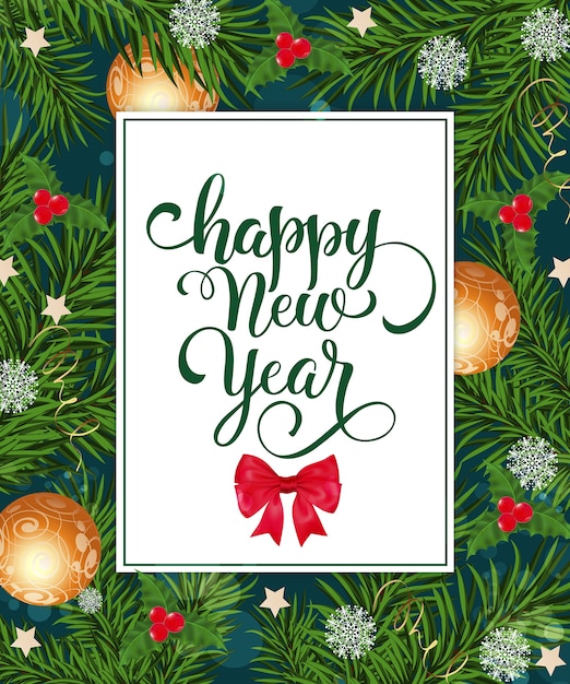 Free Vector Happy new year card  with decorations