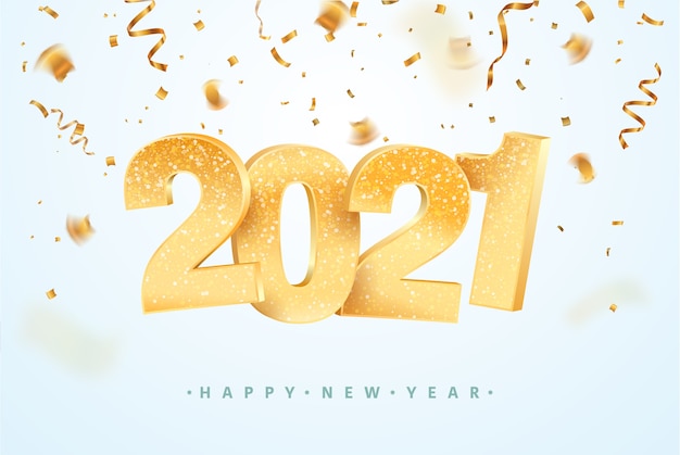 Happy new year celebrating. xmas holiday background with confetti. Premium Vector