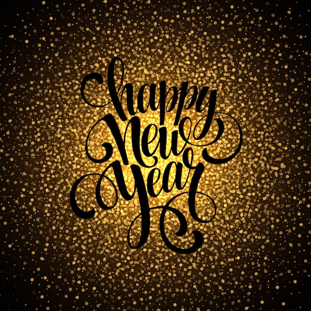 Happy new year glowing background, greeting card Premium Vector