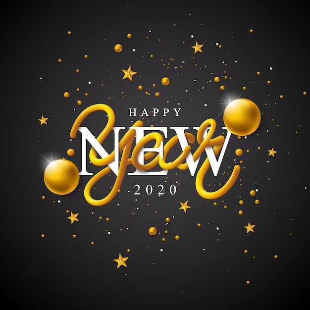 Free Vector | Happy new year illustration with 3d typography lettering