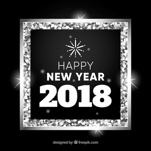 Happy new year in a silver frame