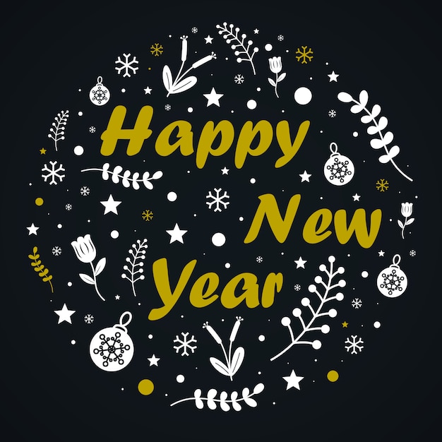 Happy new year lettering card template | Premium Vector