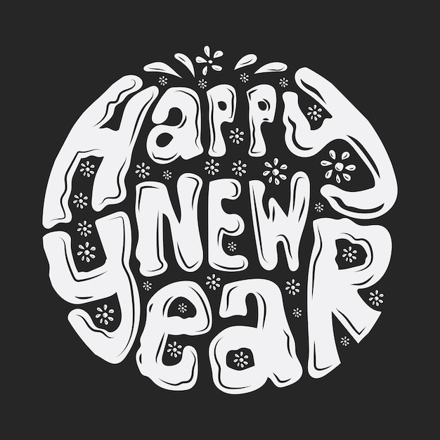 Premium Vector | Happy new year lettering on circle shape vector ...