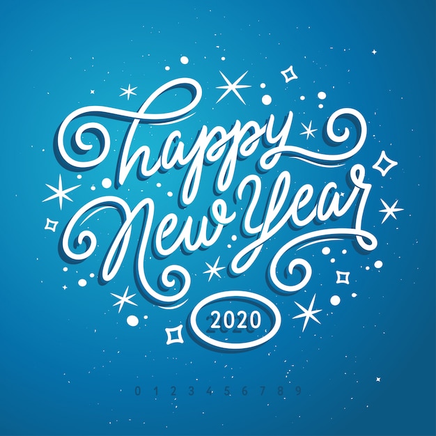 Premium Vector | Happy new year lettering template. greeting card or ...