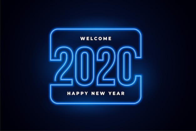 Happy new year neon lights glowing background Vector ...