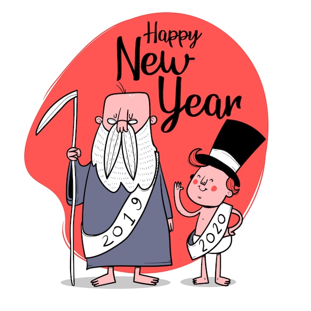 Premium Vector | Happy new year. old year and new year characters ...