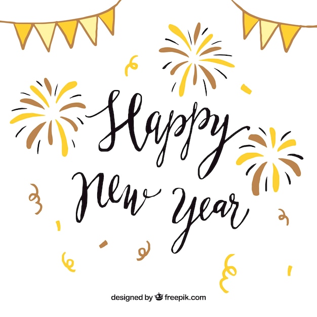 Happy new year ornamental background Vector | Free Download