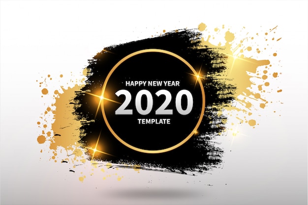 Happy new year template with abstract banner Free Vector