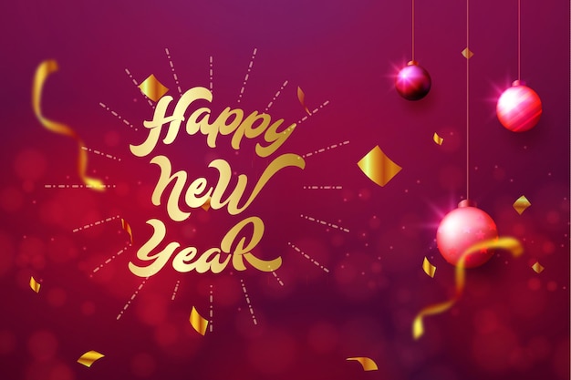 Premium Vector | Happy new year typography greetings background