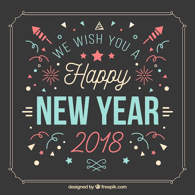 Free Vector | Happy new year vintage background with confetti and fireworks