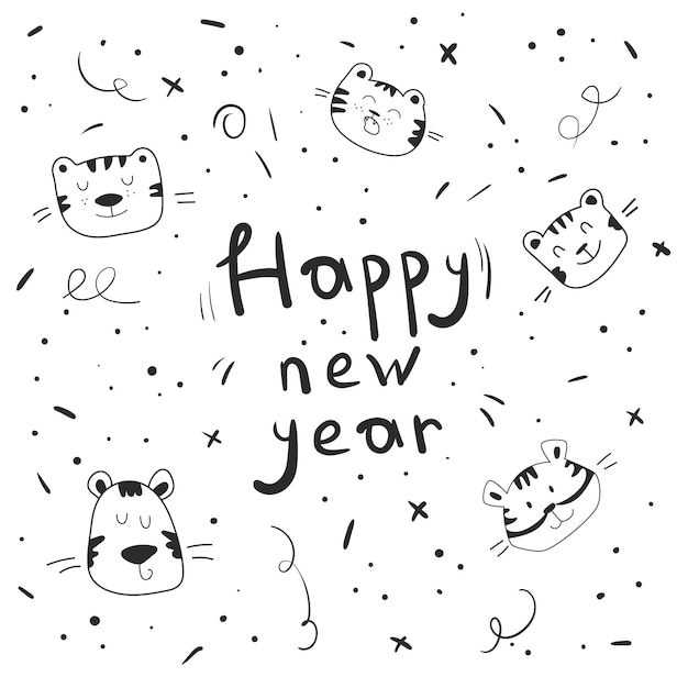 Premium Vector | Happy new year wishing with tigers. chinese new year.