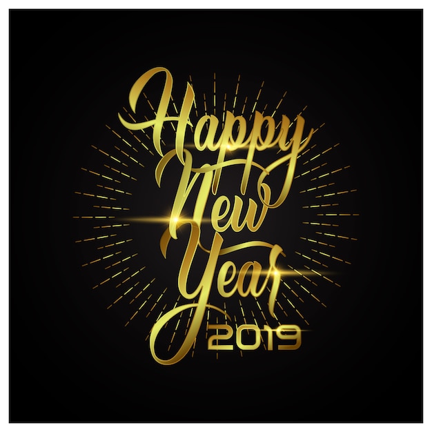 Premium Vector | Happy new year with golden typo style