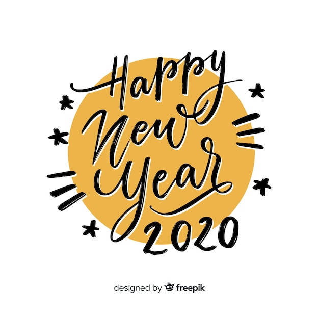 Happy new year with lettering Vector | Free Download