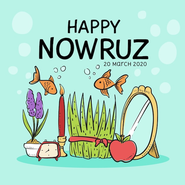 Free Vector Happy nowruz with fish