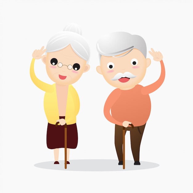 Download Premium Vector | Happy old man and old woman concept
