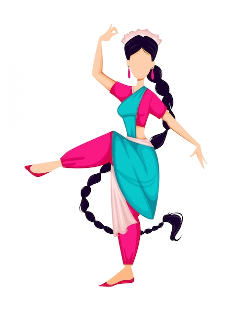 Download Happy onam, indian woman dancing | Premium Vector