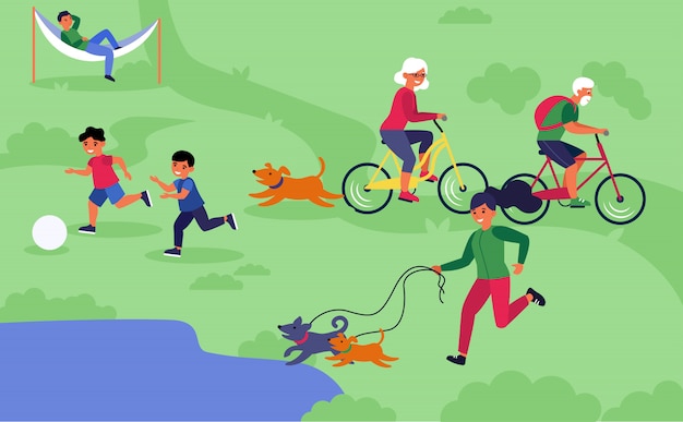 Free Vector | Happy people enjoying outdoor activities