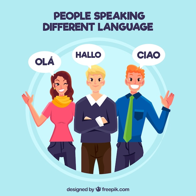 Free Vector | Happy people speaking different languages with flat design