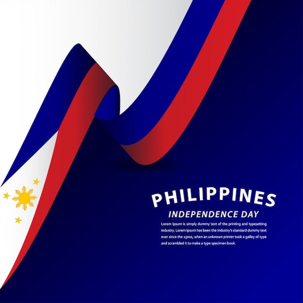 幸せなフィリピン独立記念日のお祝いテンプレートデザインイラスト プレミアムベクター