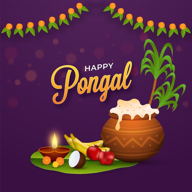 Premium Vector | Happy Pongal Celebration Poster Design With Pongali ...