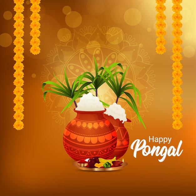 Premium Vector Happy Pongal Design Concept With Creative Mud Pot And