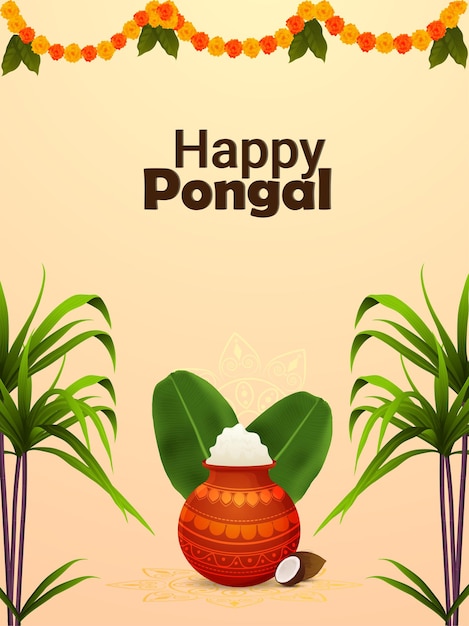 Premium Vector | Happy pongal flyer or poster