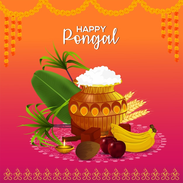 Premium Vector | Happy pongal greetings celebration