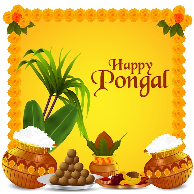 Premium Vector | Happy pongal greetings celebration