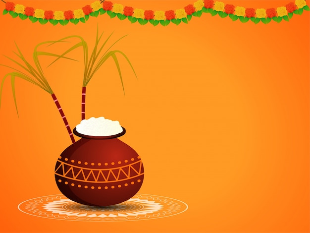 Premium Vector | Happy pongal wishes or greeting background design.