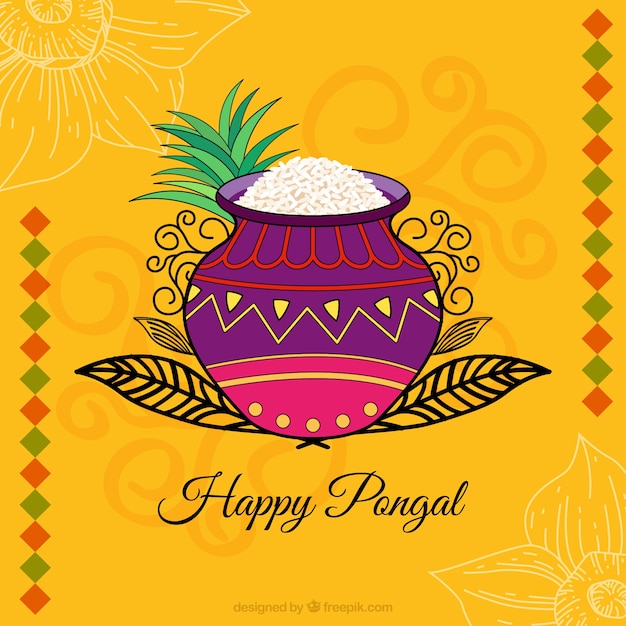 Happy pongal with colorful background