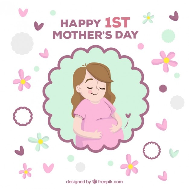 Happy pregnant woman mother's day card
