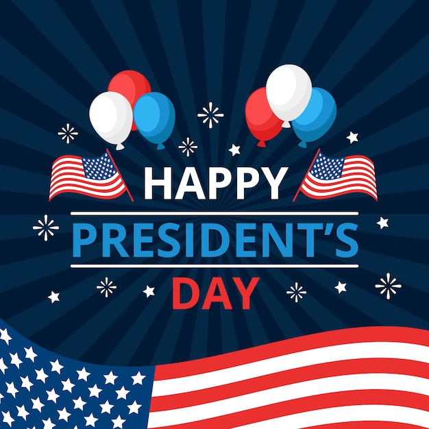 Free Vector Happy president's day with balloons and flags