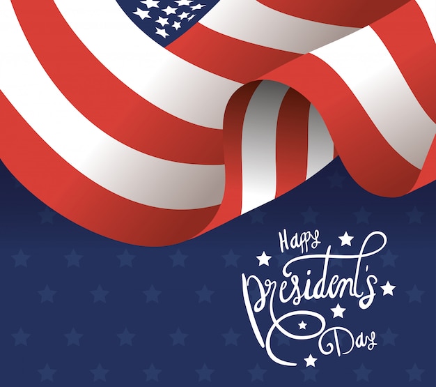 Premium Vector | Happy presidents day poster with usa flag