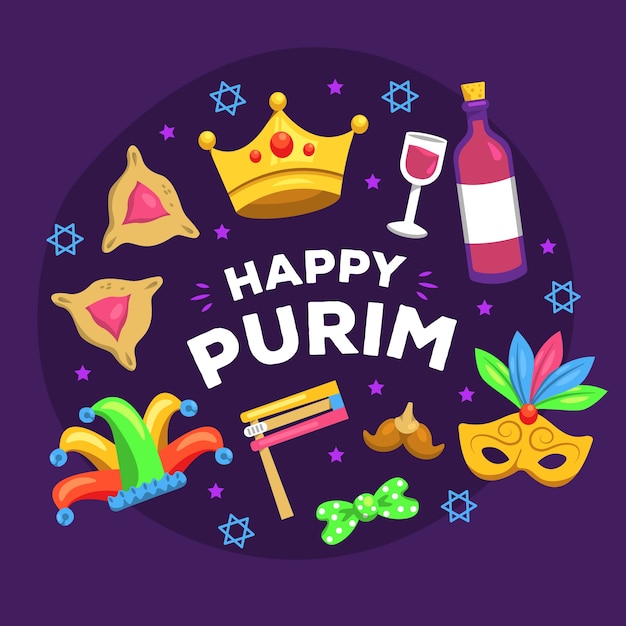 happy purim in bubble letters