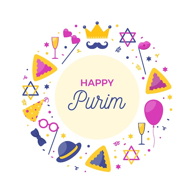 Happy purim day in flat design | Free Vector