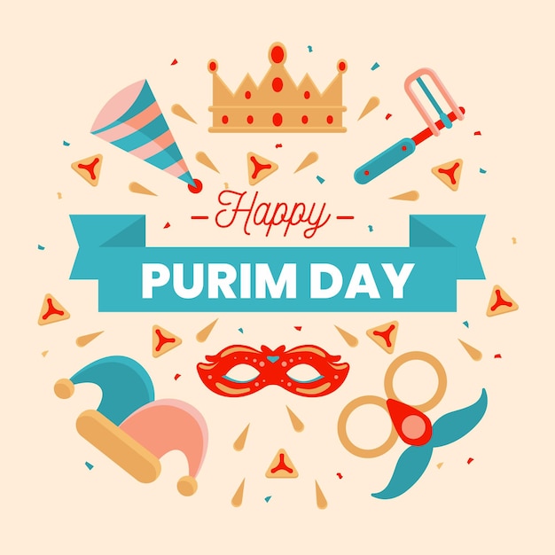 Free Vector Happy purim day greeting