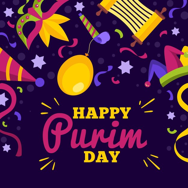 Free Vector Happy purim day illustration