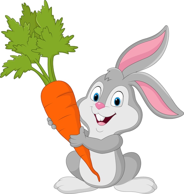 Premium Vector | Happy rabbit holding carrot