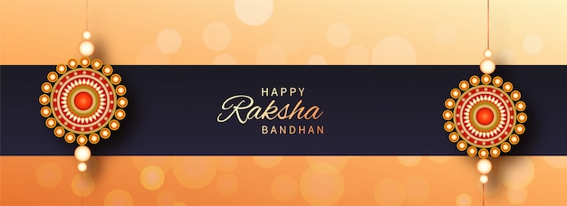 Premium Vector Happy Raksha Bandhan Font With Beautiful Pearl Rakhis