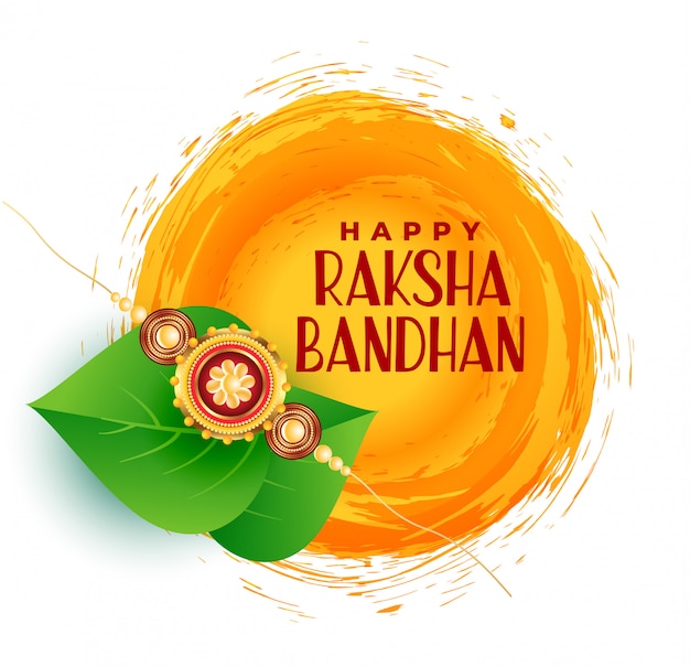 Free Vector Happy Raksha Bandhan Greeting Design With Leaves